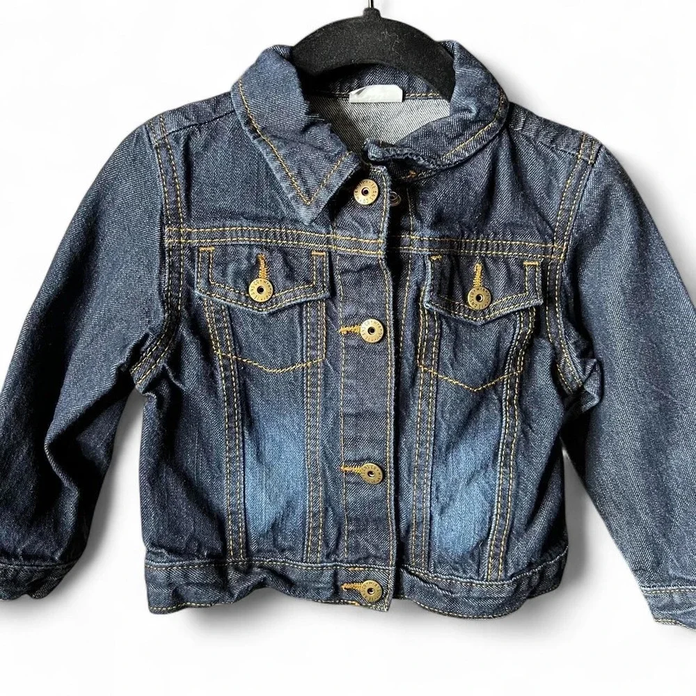 Wrangler Classic Trucker Denim Jacket Western Cowboy Dark Wash Jean Coat Size 2T